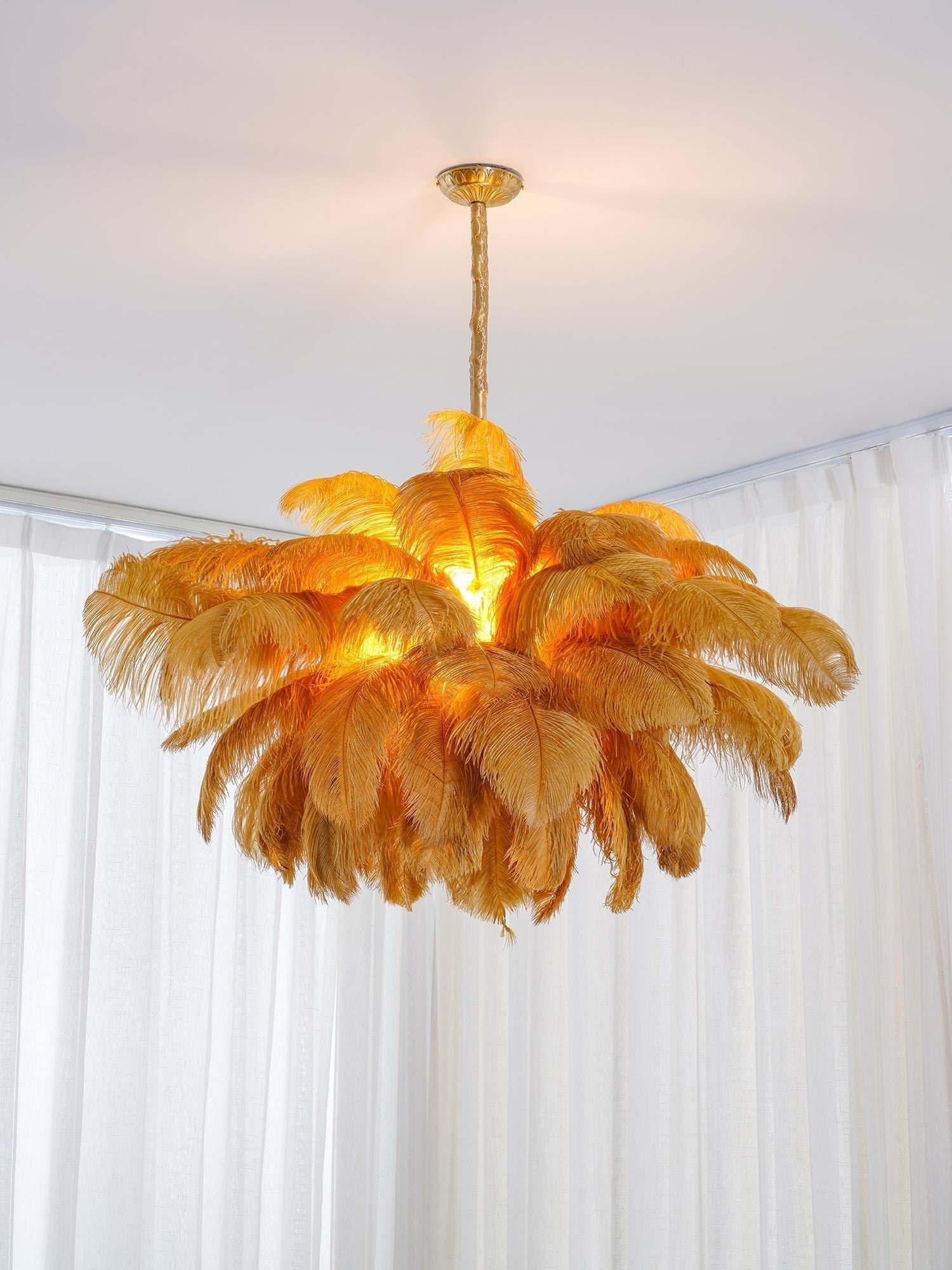 Ostrich Feather Pendant Lamp