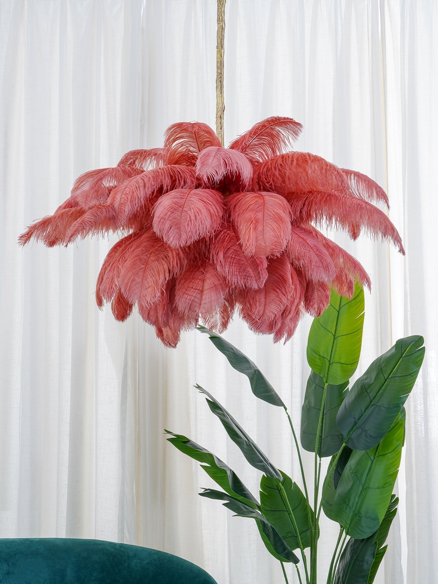 Ostrich Feather Pendant Lamp