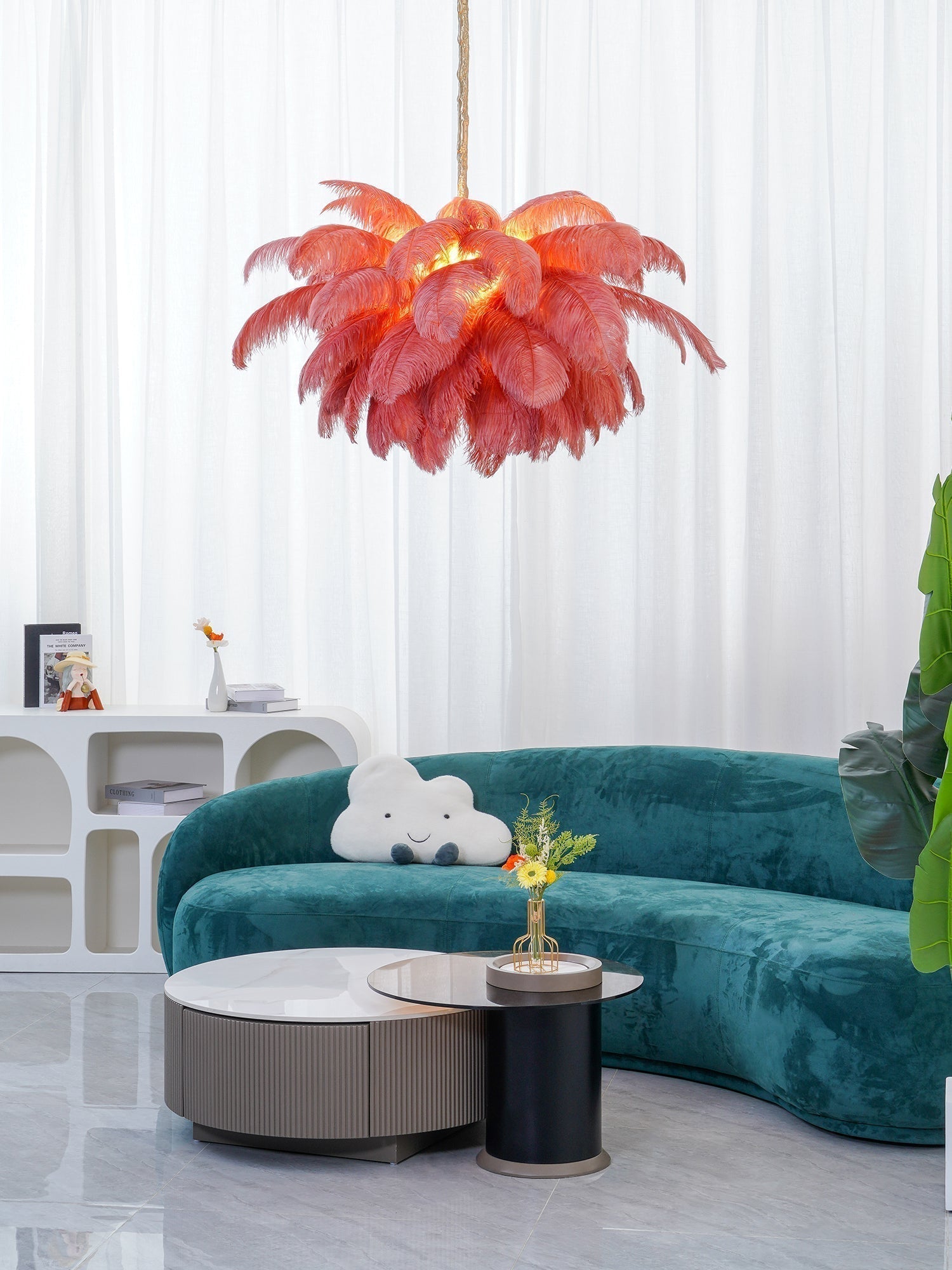 Ostrich Feather Pendant Lamp