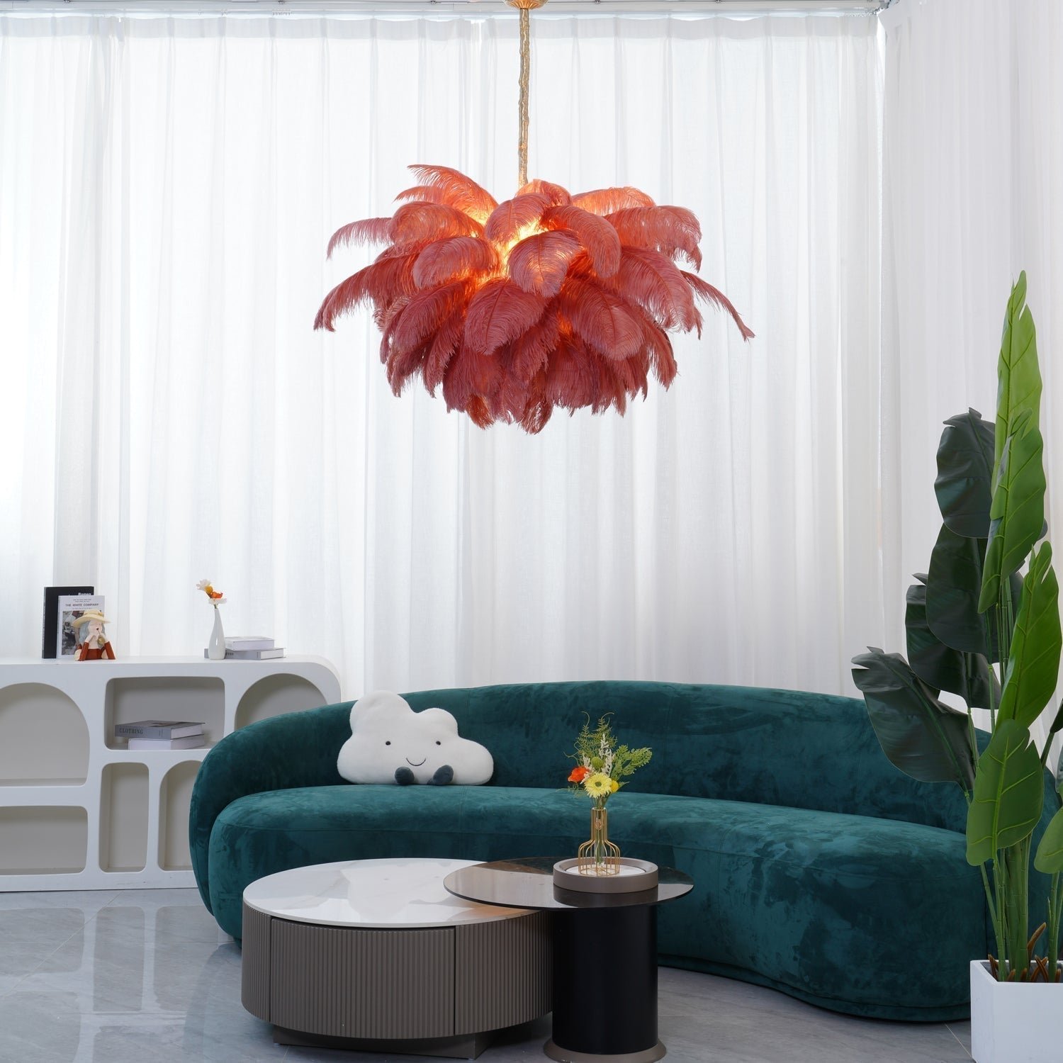 Ostrich Feather Pendant Lamp