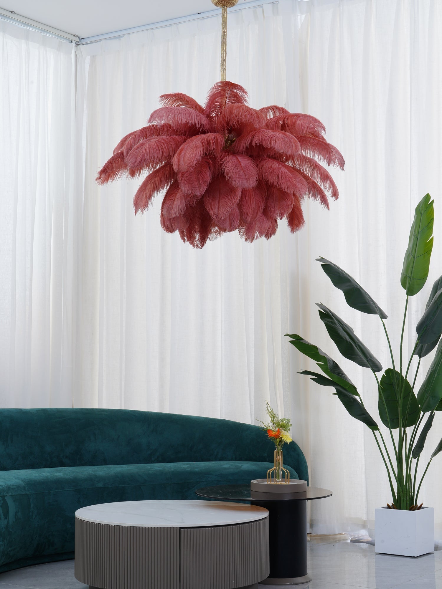 Ostrich Feather Pendant Lamp