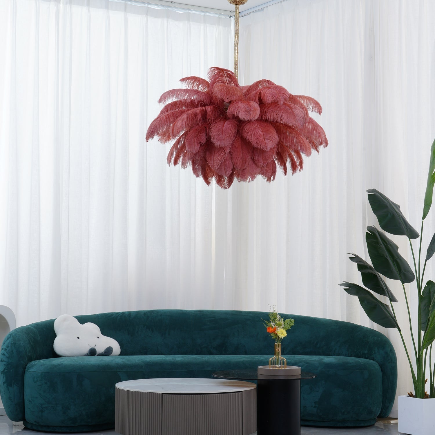 Ostrich Feather Pendant Lamp