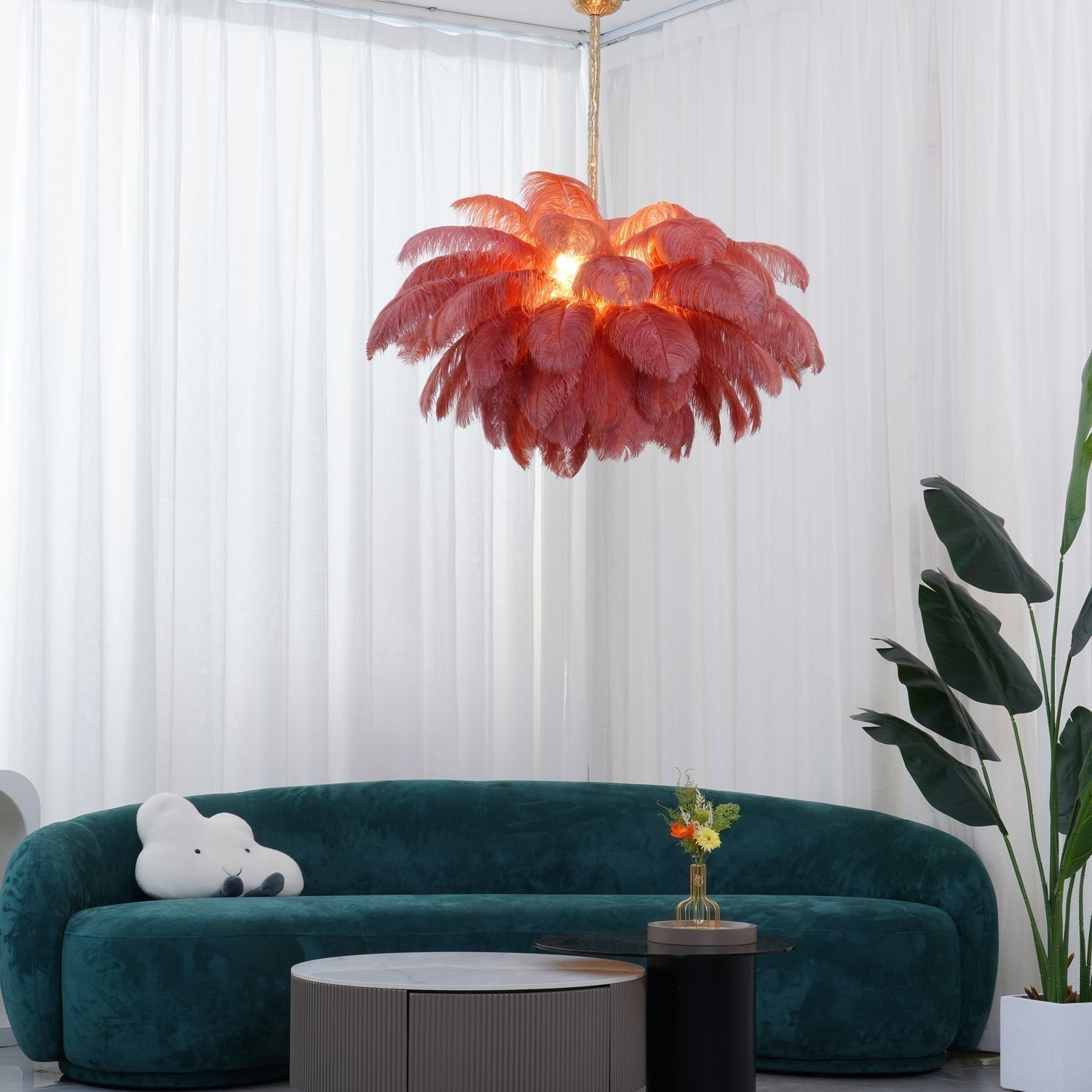 Ostrich Feather Pendant Lamp