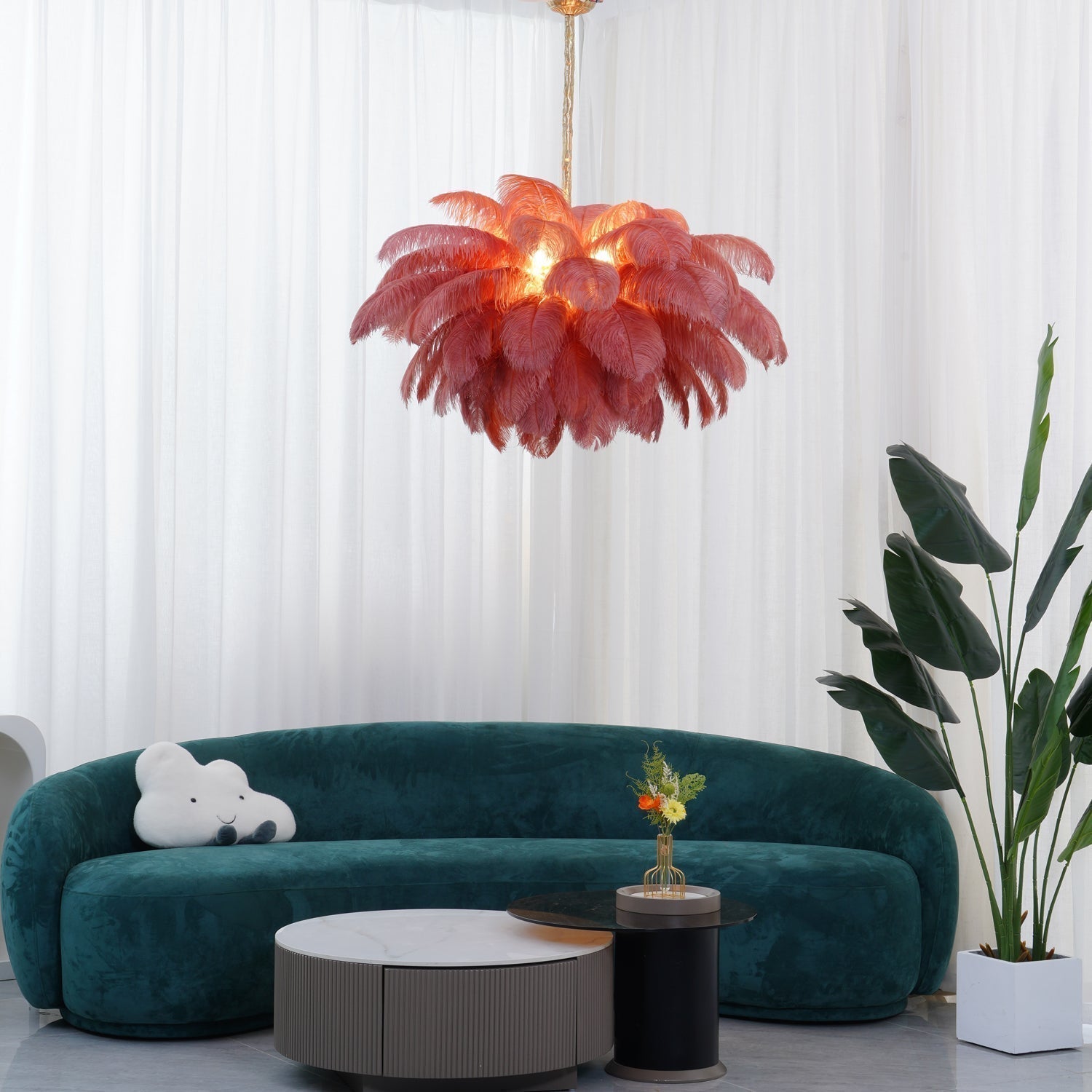 Ostrich Feather Pendant Lamp