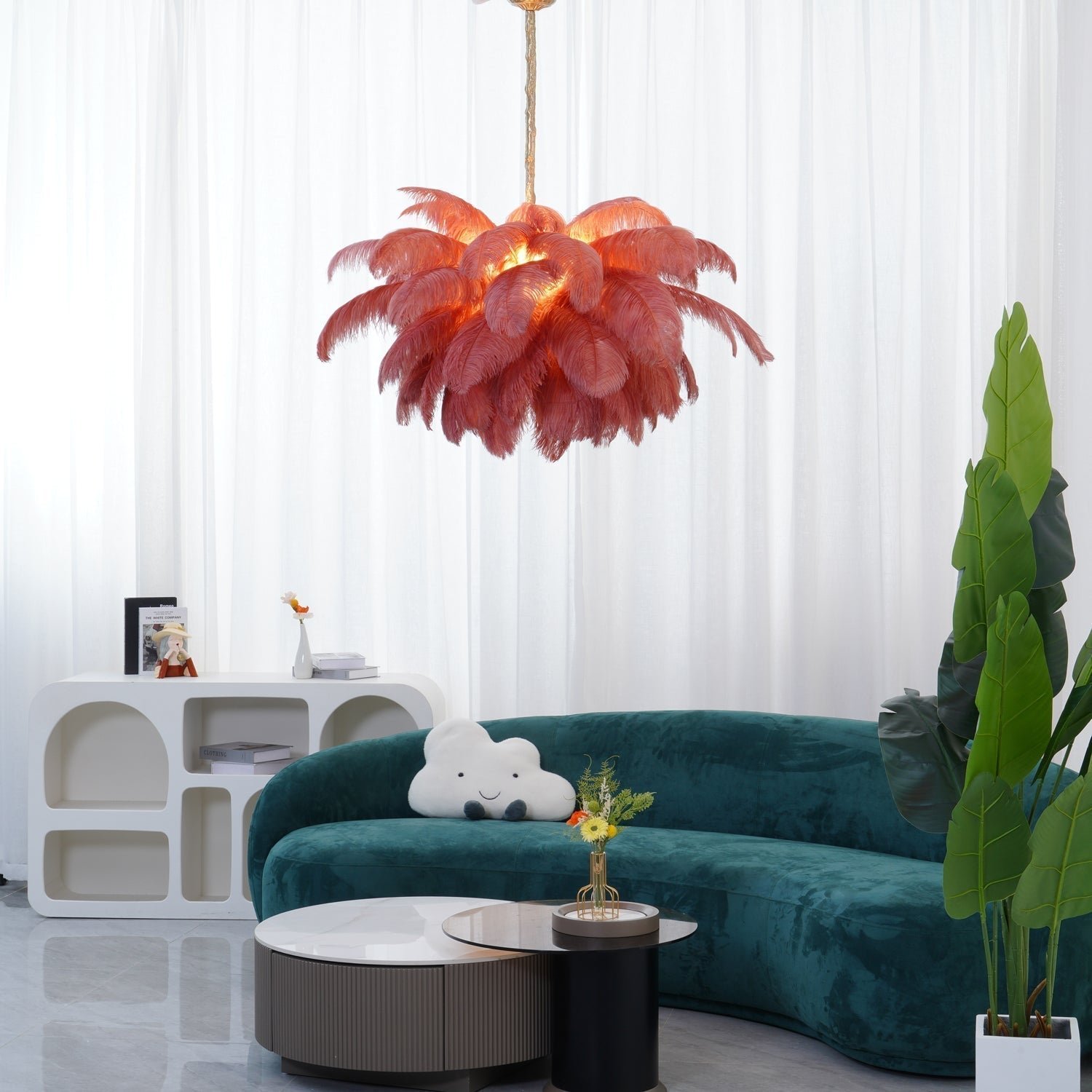Ostrich Feather Pendant Lamp