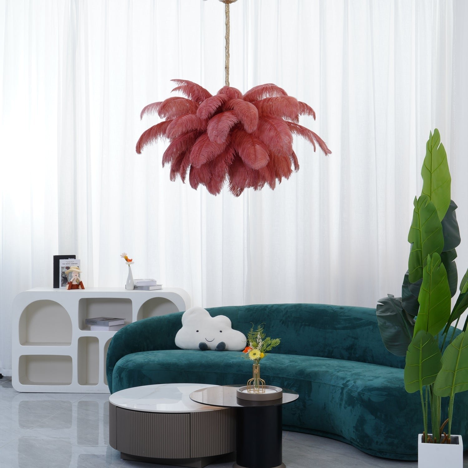 Ostrich Feather Pendant Lamp