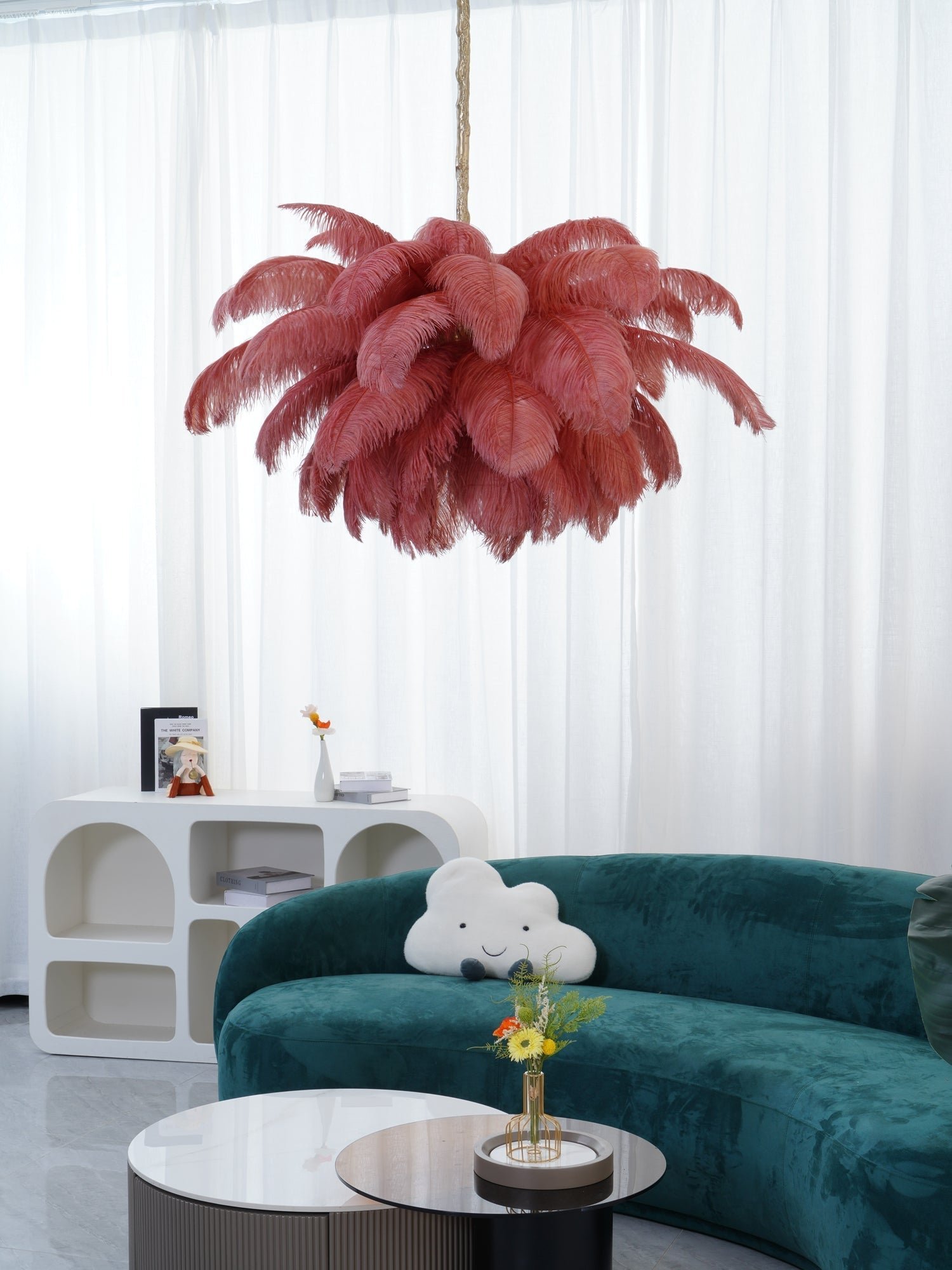 Ostrich Feather Pendant Lamp