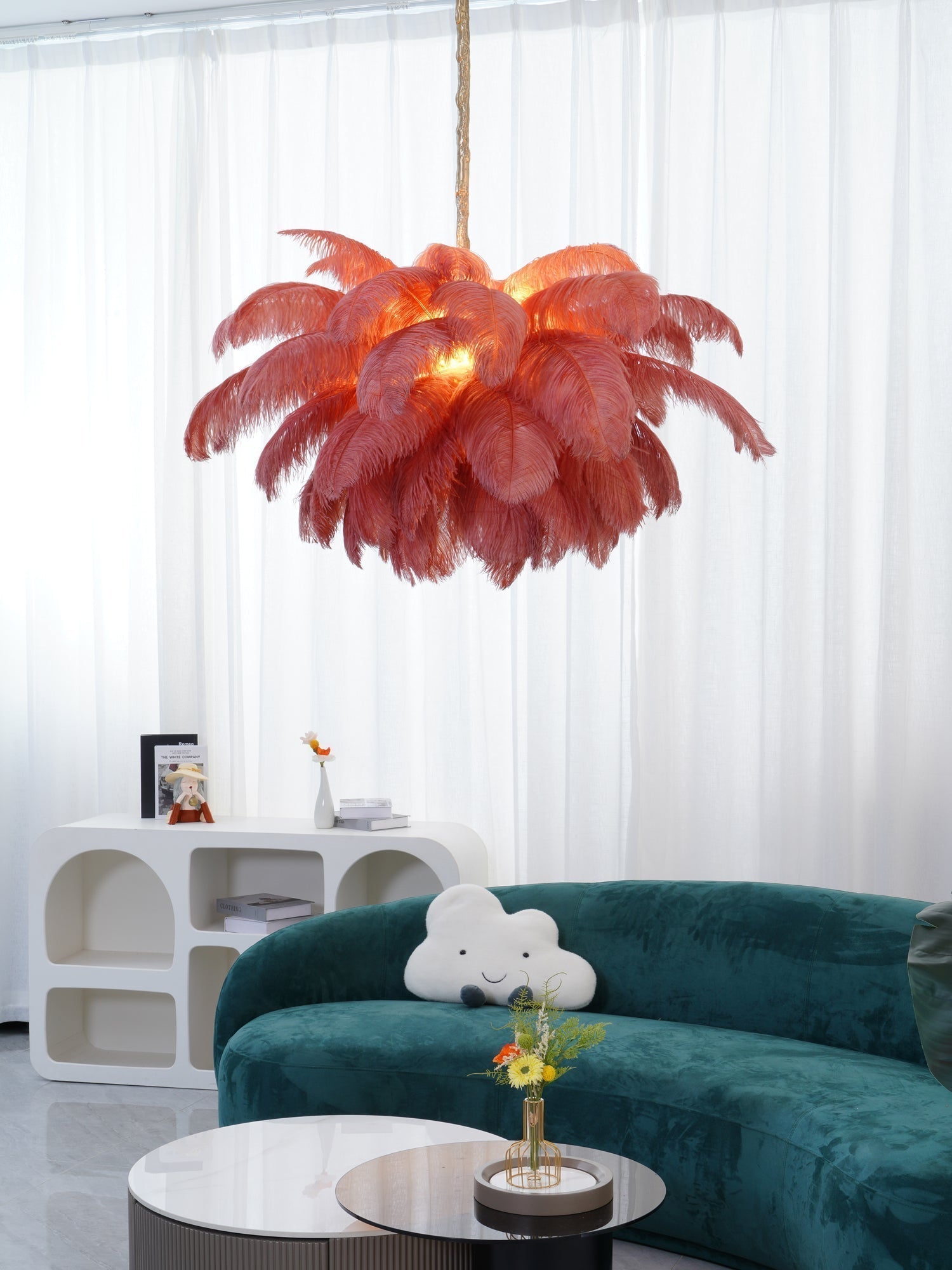 Ostrich Feather Pendant Lamp