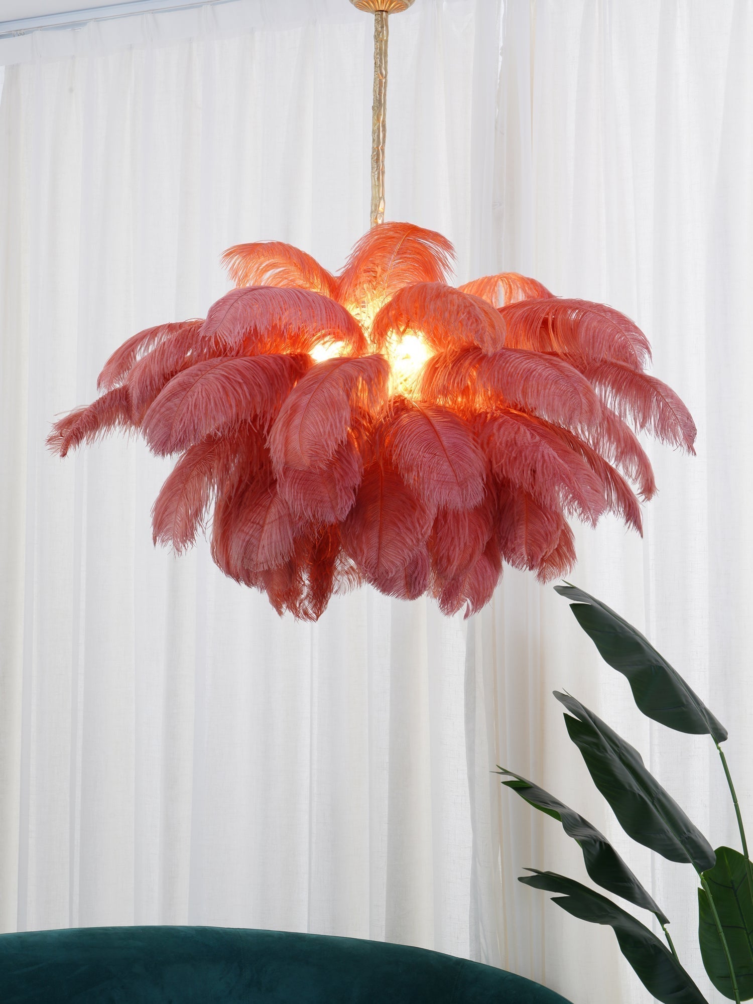 Ostrich Feather Pendant Lamp