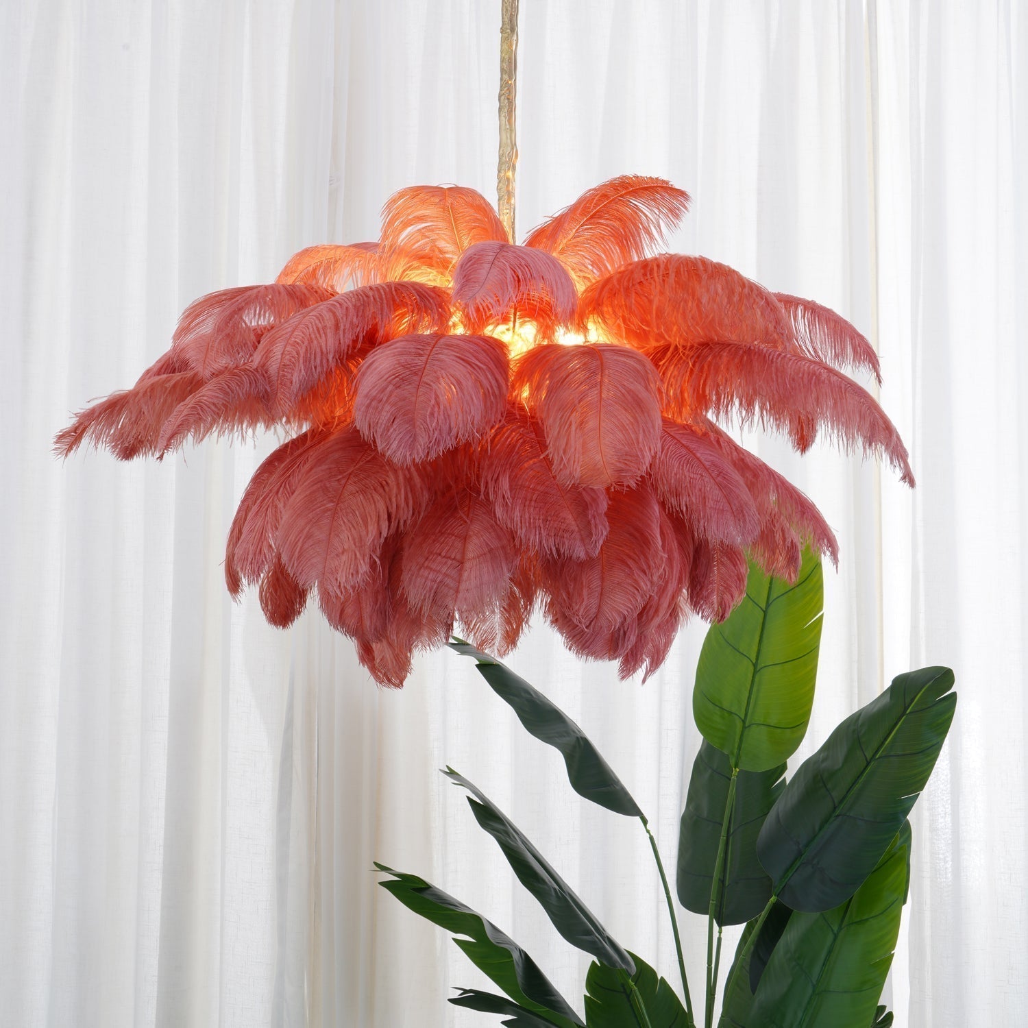 Ostrich Feather Pendant Lamp