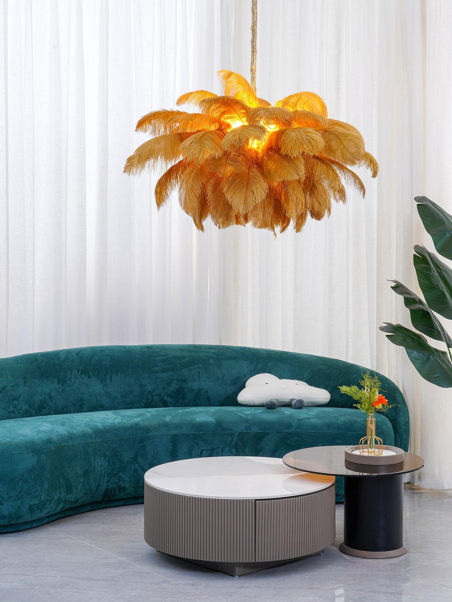 Ostrich Feather Pendant Lamp