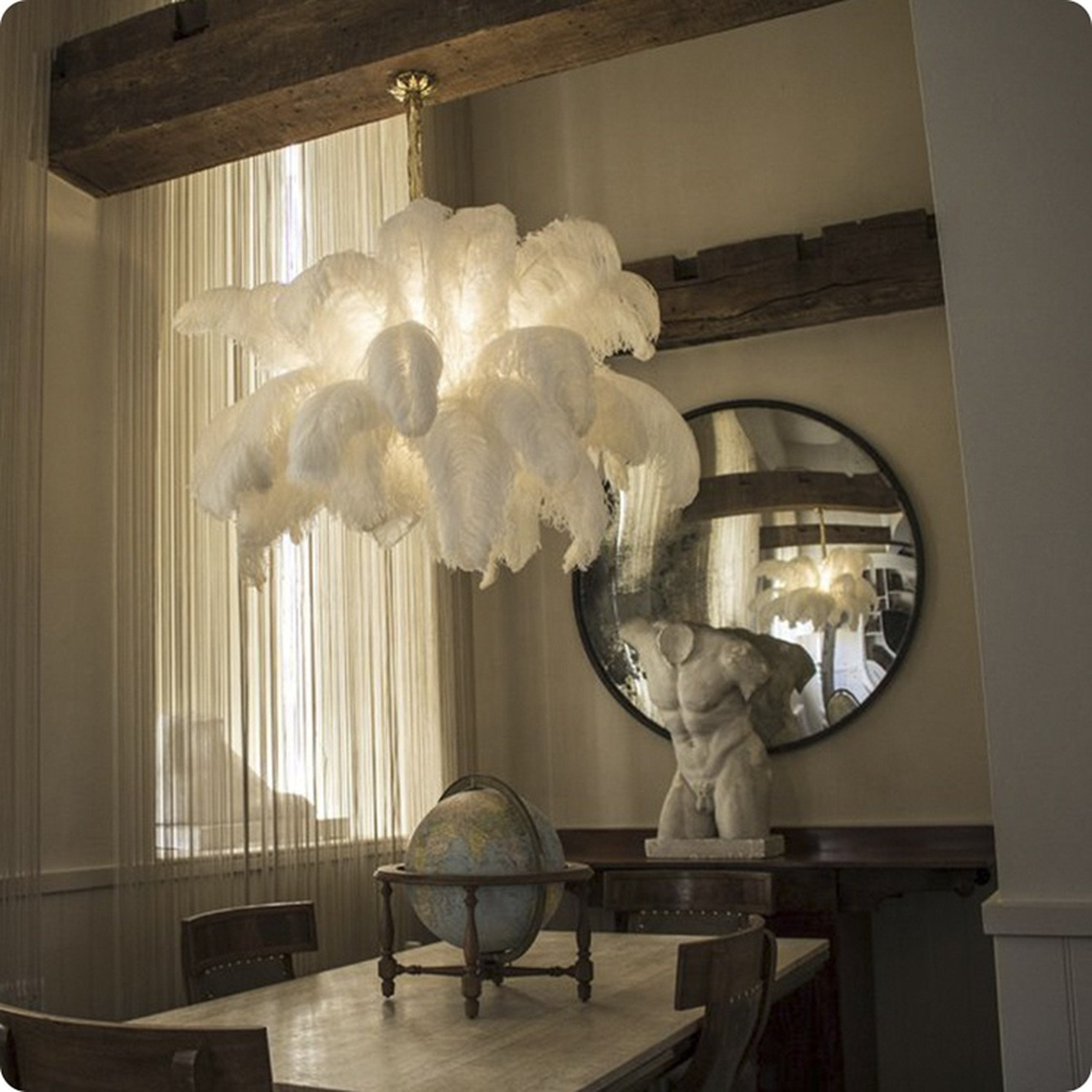 Ostrich Feather Pendant Lamp