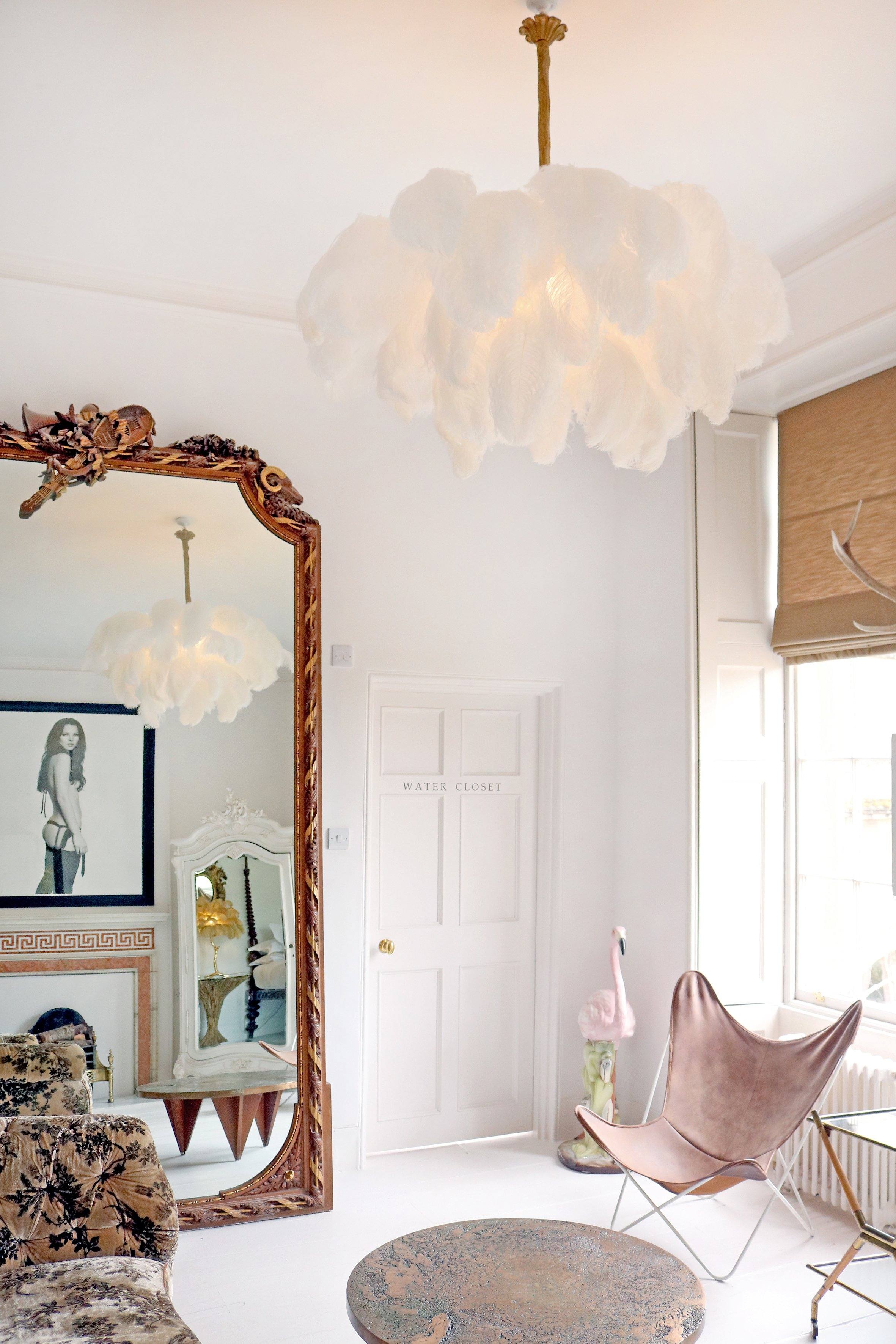 Ostrich Feather Pendant Lamp