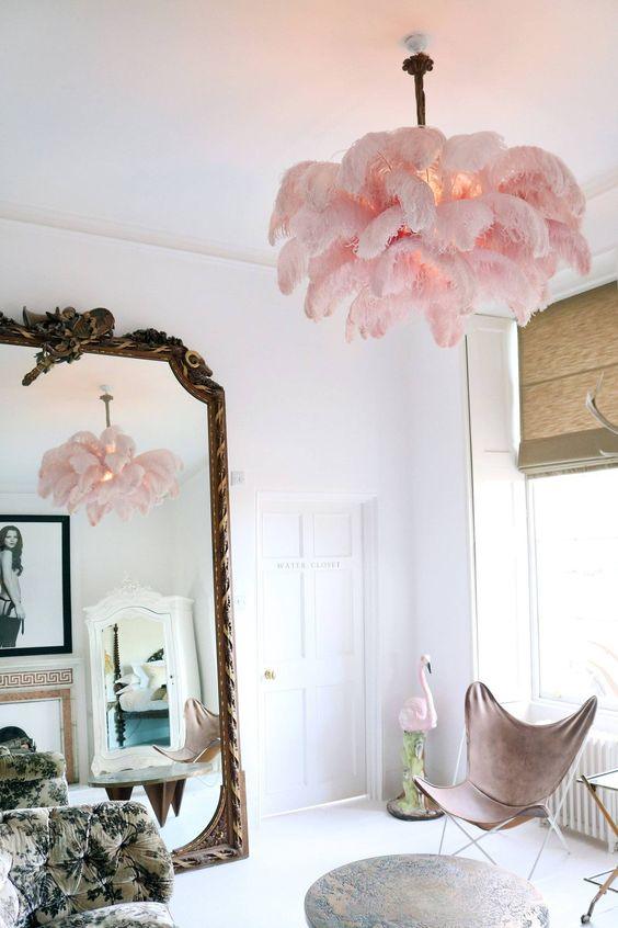 Ostrich Feather Pendant Lamp