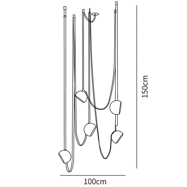 5 Heads Pendant Light Dimensions