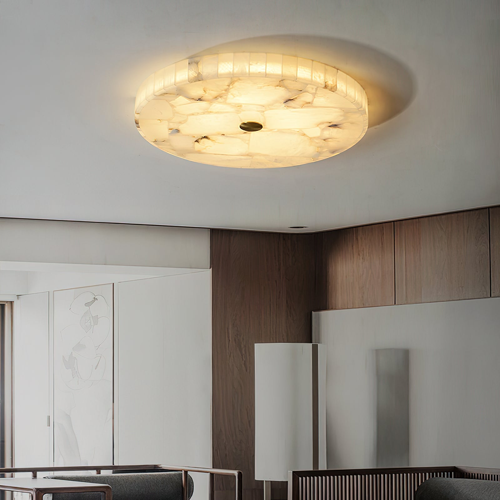 round-mosaic-alabaster-ceiling-lamp