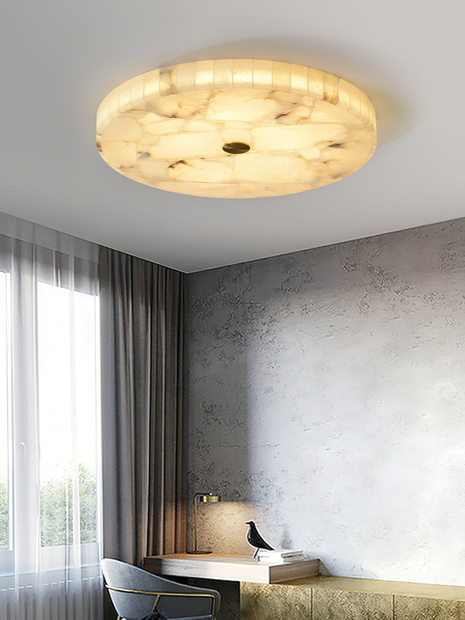 round-mosaic-alabaster-ceiling-lamp