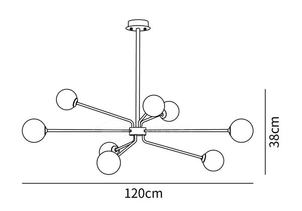 Solaire Arm Chandelier 9-heads dimensions