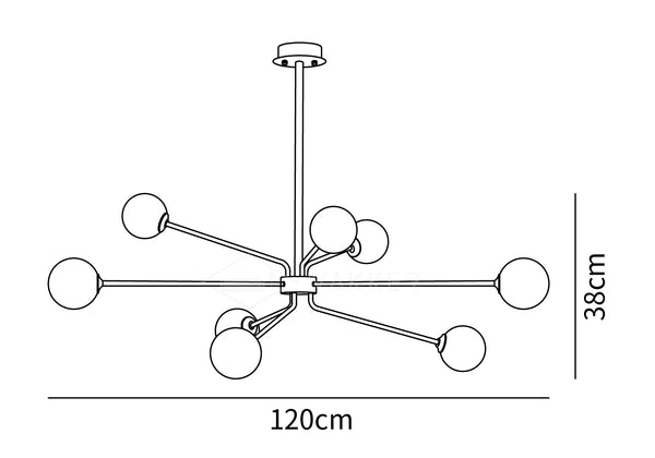 Solaire Arm Chandelier 9-heads dimensions