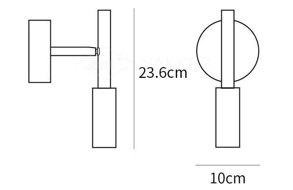 MINIHOUZZ Tubino Surface Mount Wall Light dimensions diagram