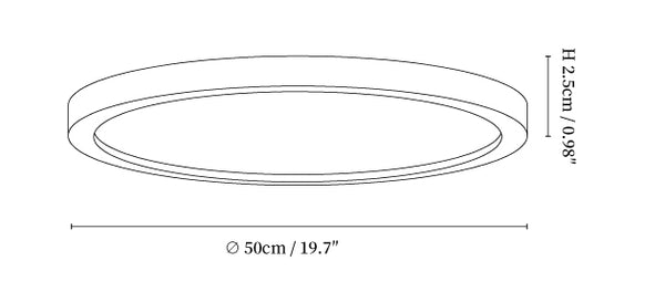 Ultrathin Round Ceiling Light with Walnut Wood Grain Finish