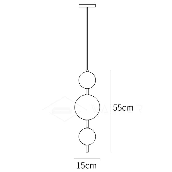 Vertical Globe Pendant Lamp - 55cm height