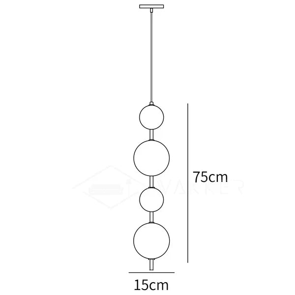 Vertical Globe Pendant Lamp - 75cm height