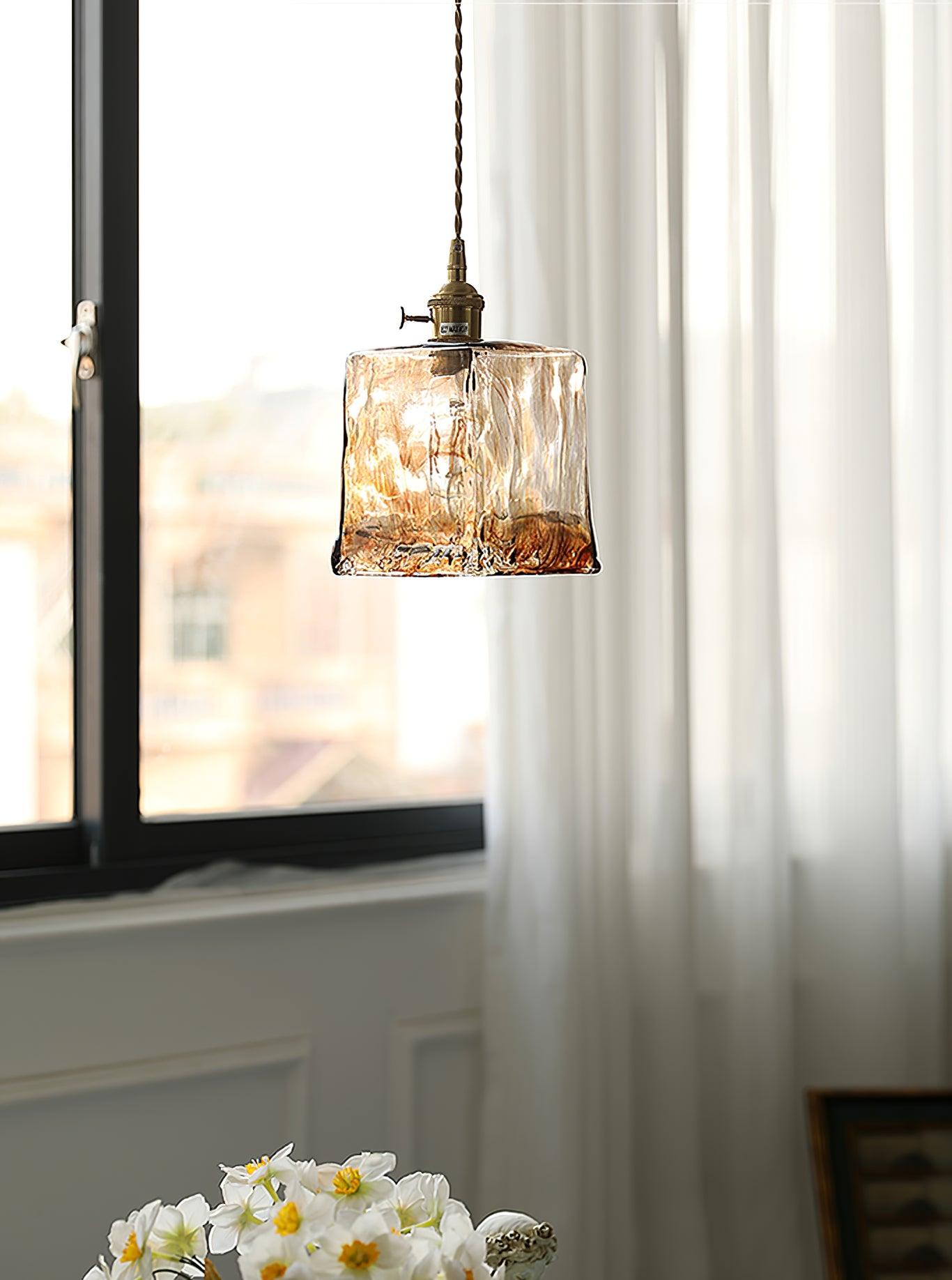 Vintage Brown Glass Pendant Light