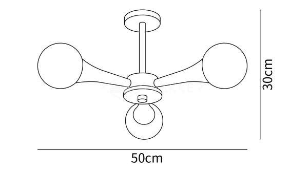 MINIHOUZZ 3-Head Chandelier Dimensions