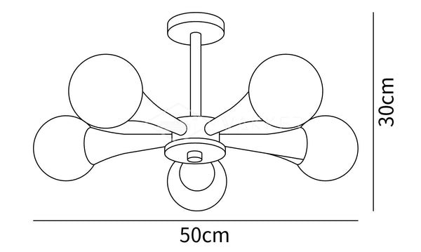 MINIHOUZZ 5-Head Chandelier Dimensions