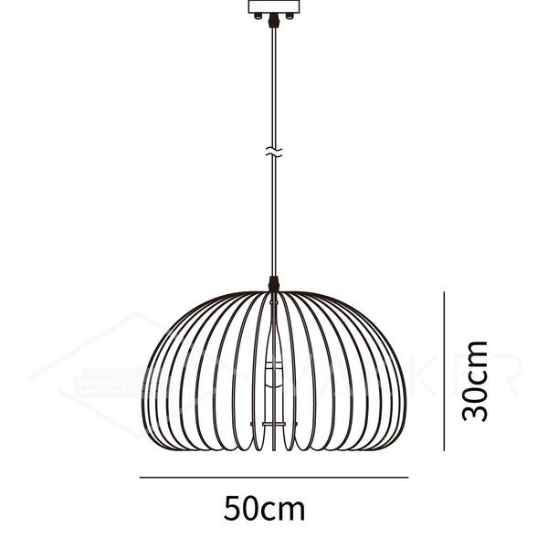 Dimensions diagram for MINIHOUZZ Wooden Pumpkin Pendant Lamp