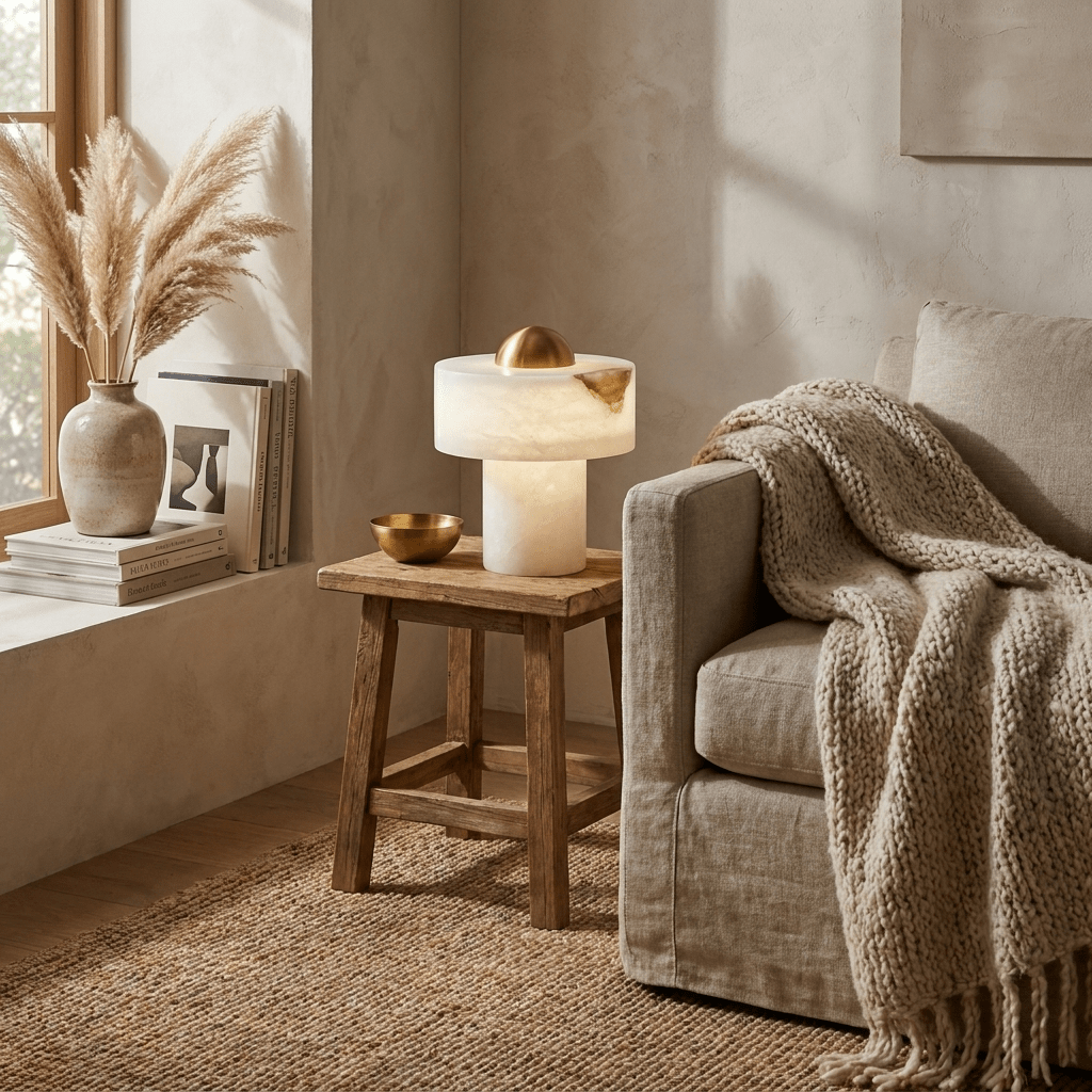 brass alabaster dome table lamp