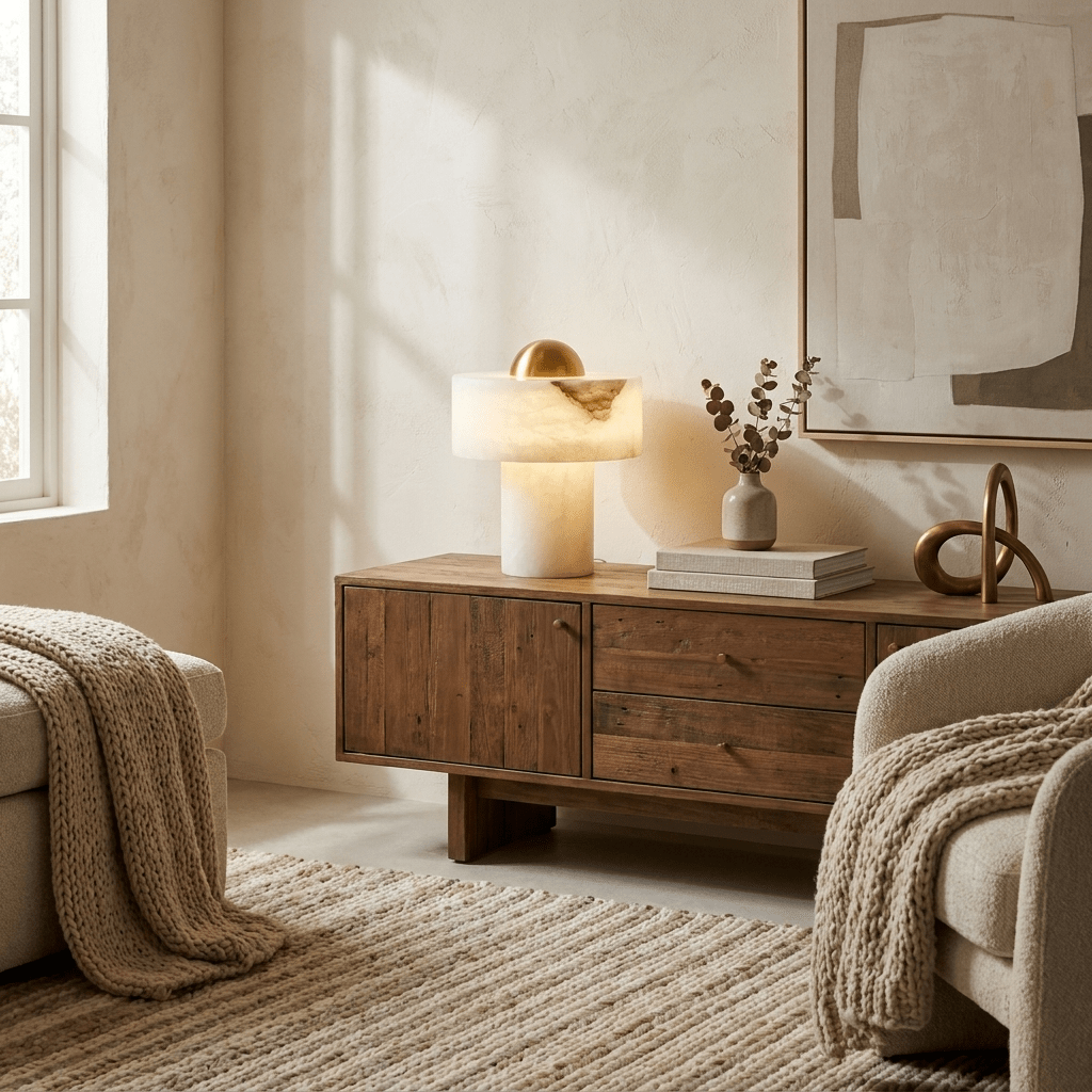 brass alabaster dome table lamp