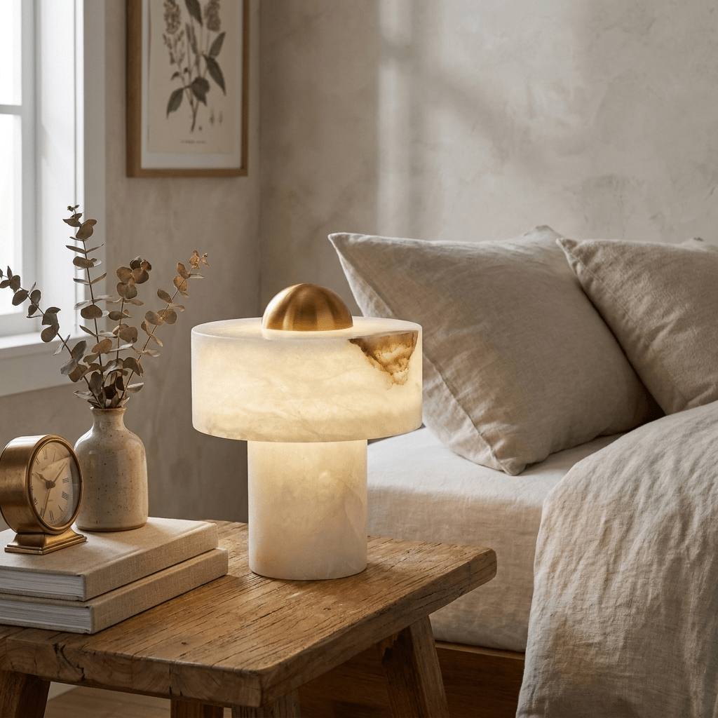 brass alabaster dome table lamp