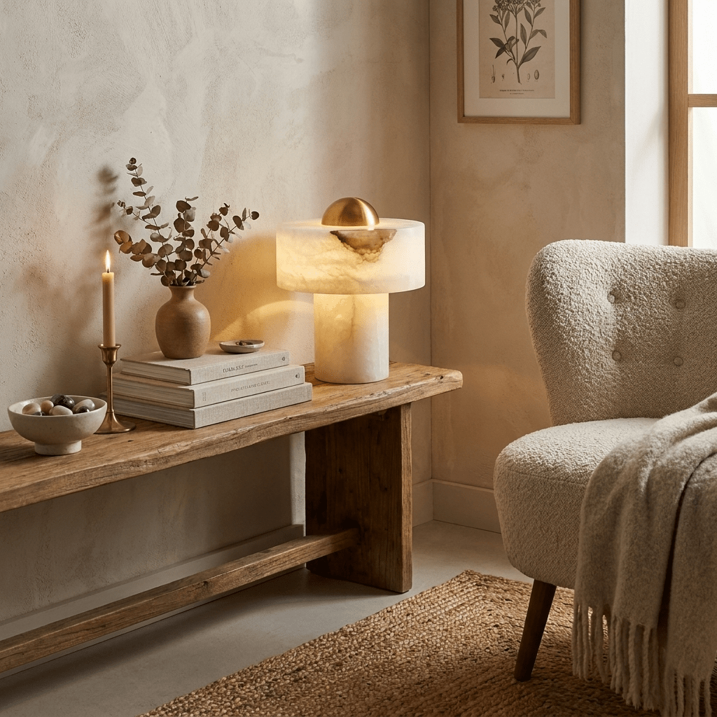 brass alabaster dome table lamp
