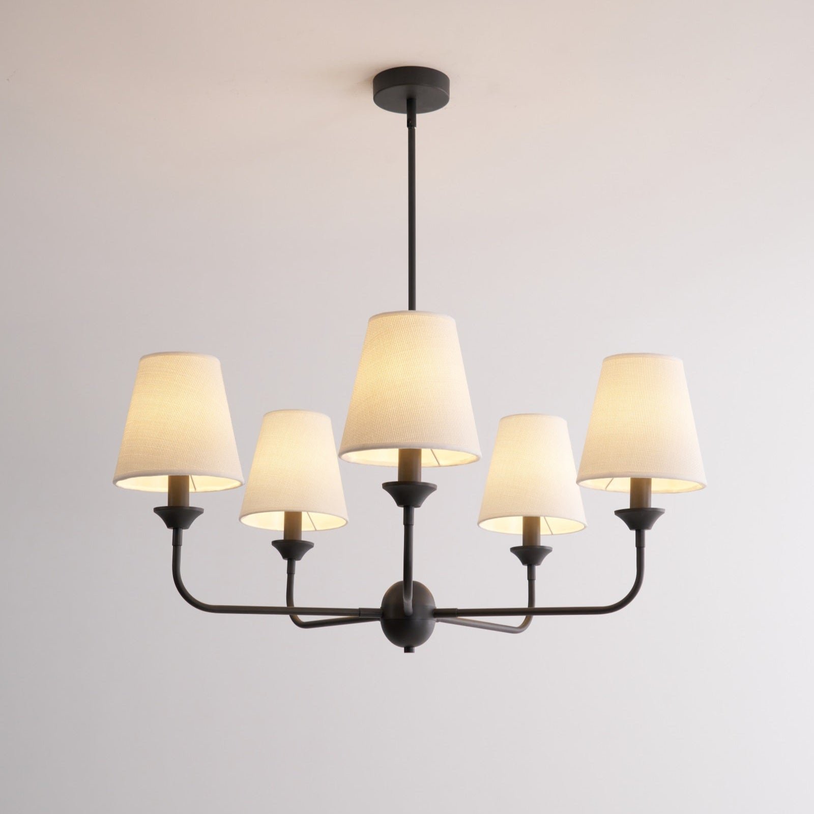 modern black brass fabric chandelier