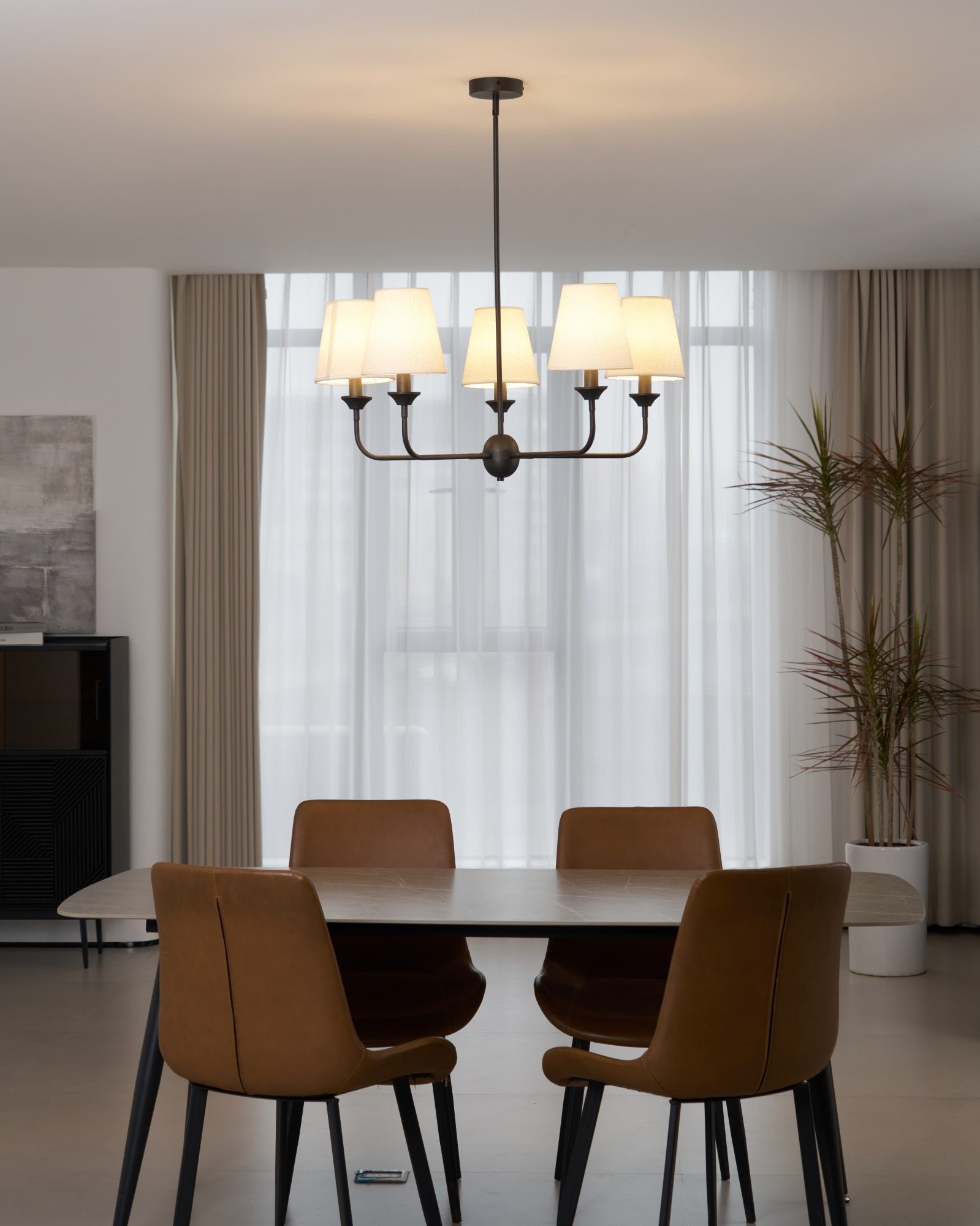 modern black brass fabric chandelier
