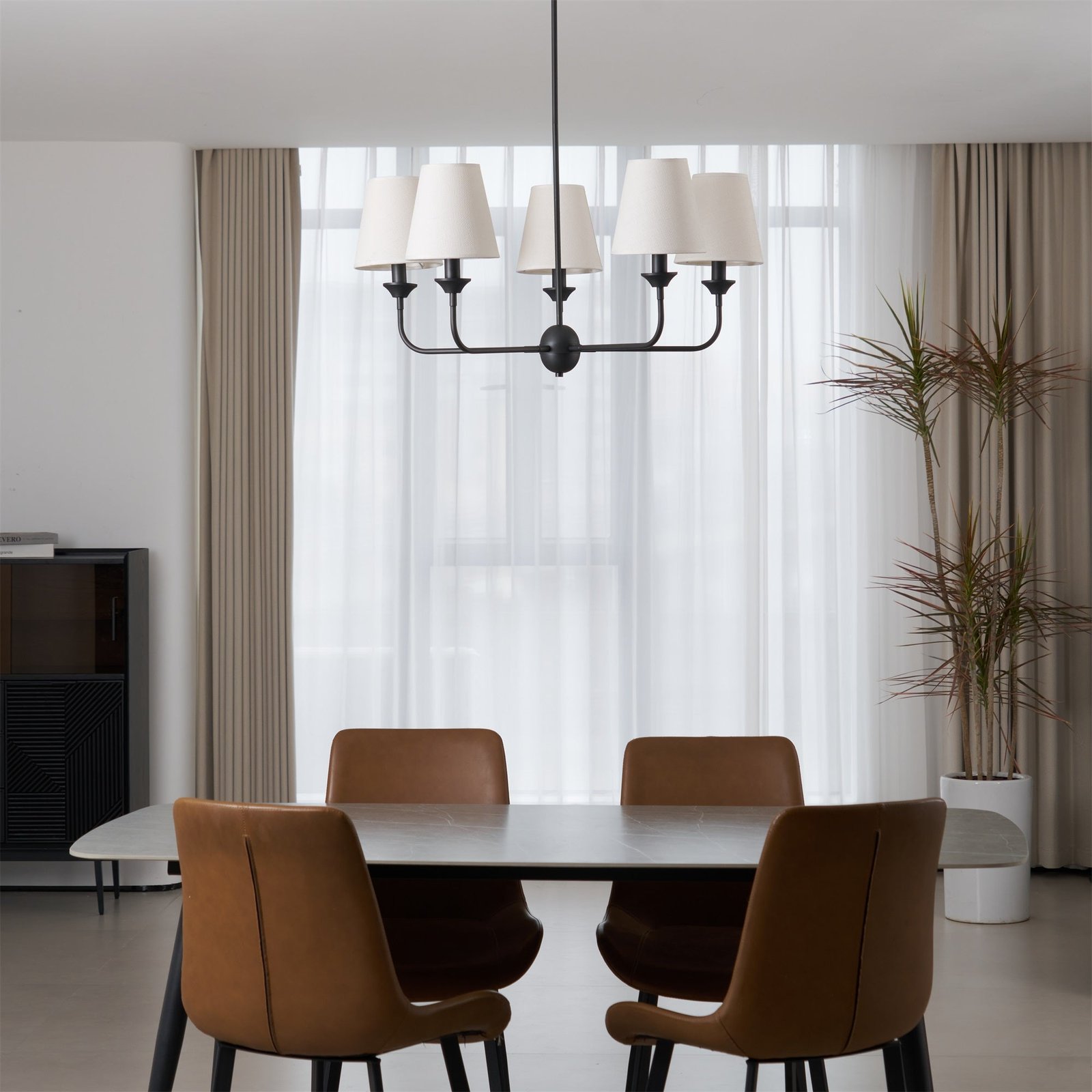modern black brass fabric chandelier