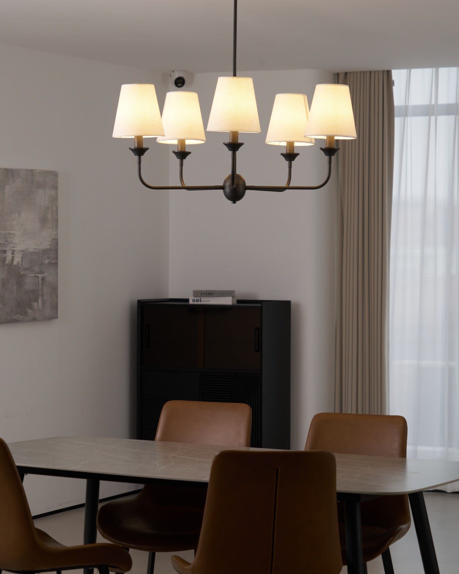 modern black brass fabric chandelier