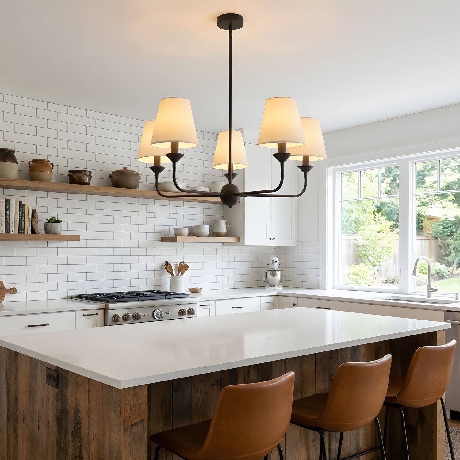 modern black brass fabric chandelier
