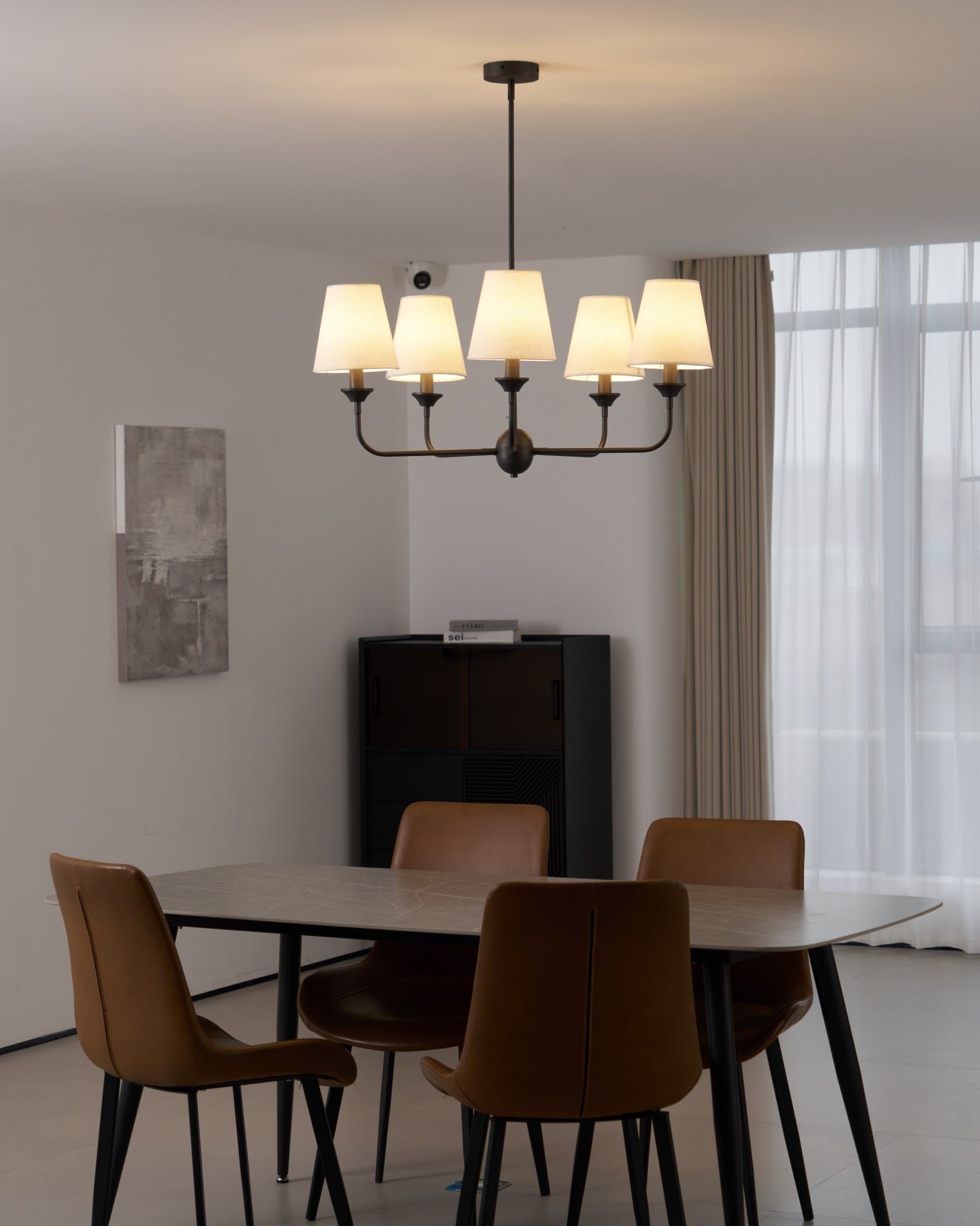 modern black brass fabric chandelier