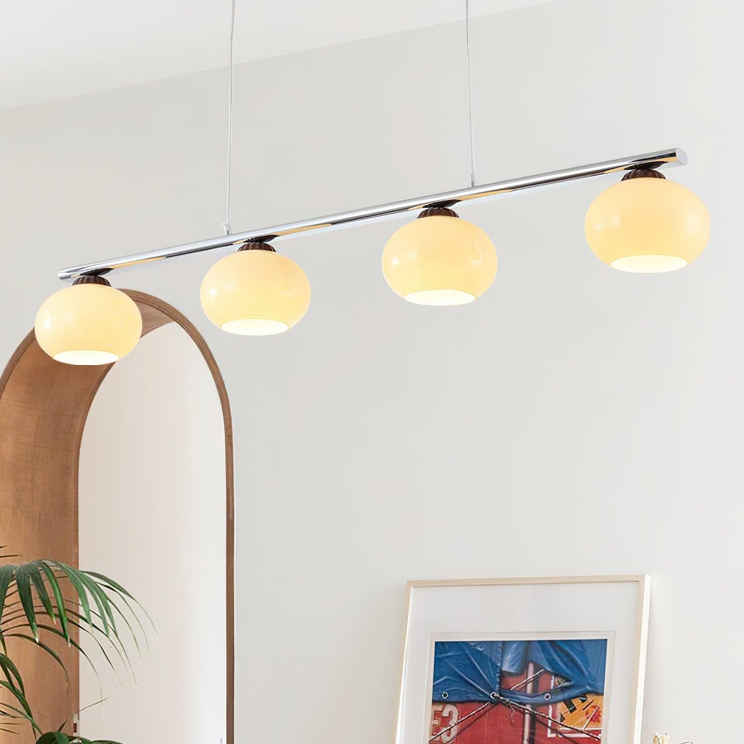 modern creamy yellow glass orb chandelier