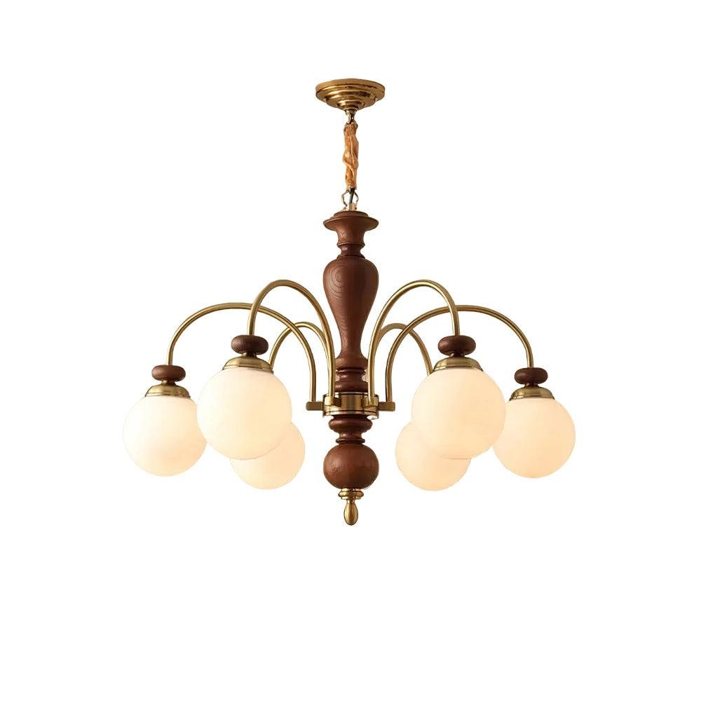 traditional walnut gold glass globe chandelier
