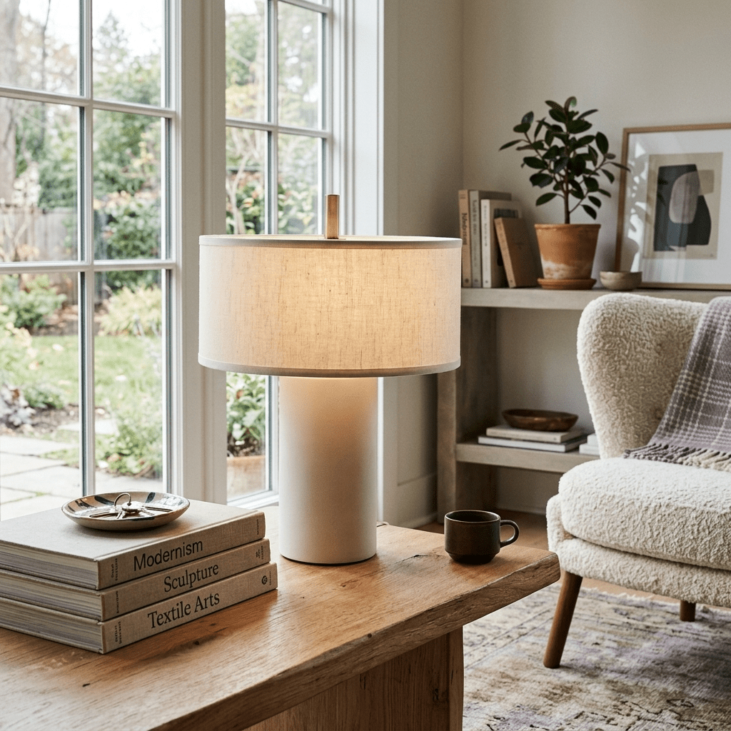 white marble fabric table lamp