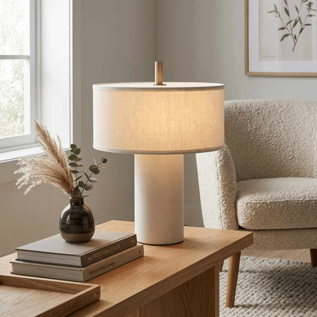 white marble fabric table lamp